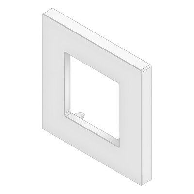 Embellecedor para Caja Europea / Dimensiones 84x84x8 mm Externas / ABS Antimicrobiano / Blanco con Efecto de Contraste / Colocación Fácil y Rápida