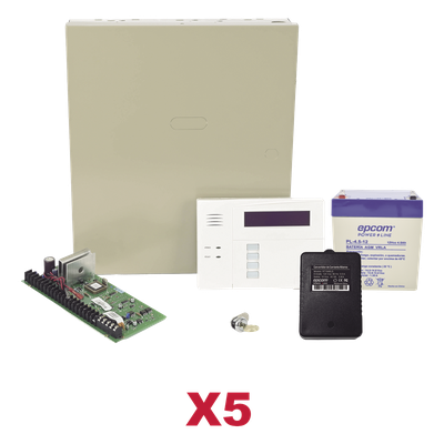 Kit de 5 paneles de alarma híbridos con teclado 6160RF, transformador y batería, ampliables a 48 zonas