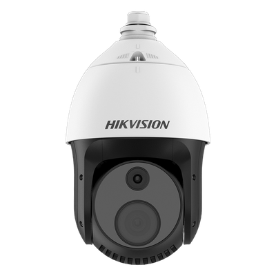 Cámara PTZ Térmica Dual / Sensor Térmico 256 x 192 / Canal Óptico 4 Megapixel / Zoom Óptico 32X / IR 100 m (328.1 ft) / Detección de Incendios / IP66 / Hi-PoE