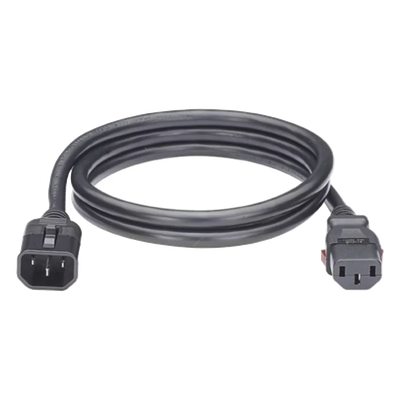 Cable de Alimentación Eléctrica Con Bloqueo de Seguridad, de IEC C14 a IEC C13, 1.8 Metros de Largo, Color Negro, 1 Pieza