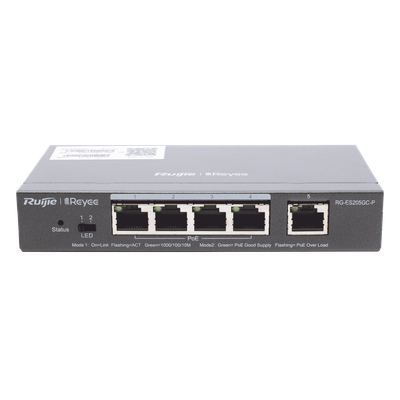 Switch Administrable PoE con 5 puertos Gigabit, 4 PoE 802.3af/at, gestión gratuita desde la nube, 54w