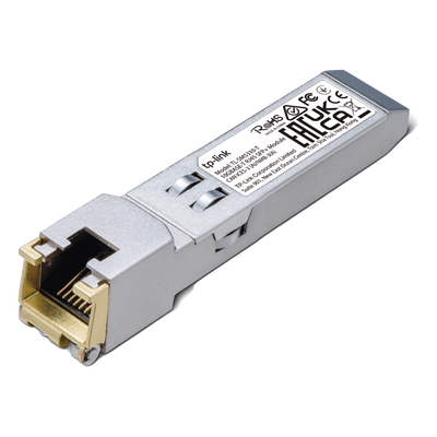 Transceptor mini-GBIC SFP+ RJ45 / Admite 10GBASE-T, 5GBASE-T, 2.5GBASE-T, 1000BASE-T y 100BASE-TX / Distancia Hasta 30 metros / Conector RJ45 (10G)