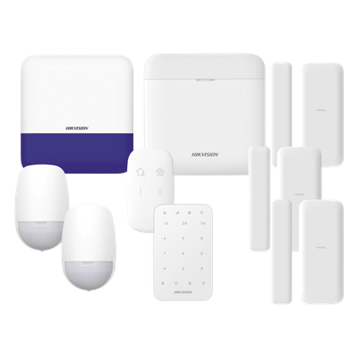(AX PRO) KIT de Alarma AX PRO / Incluye: 1 Hub con batería de respaldo/ 2 Sensores PIR / 3 Contactos Magnéticos mini / 1 Control Remoto / 1 Sirena Inalambrica Exterior /1 Teclado Inalámbrico / WiFi