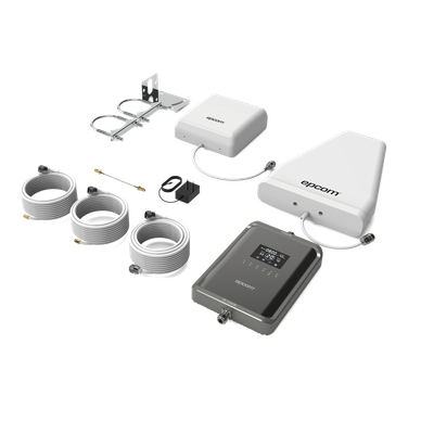 Kit Amplificador de Señal Celular 2G, 3G, 4G y 5G / Mejora llamadas convencionales y VoLTE / Amplifica señal de TELCEL, AT&T, MOVISTAR, BAIT,DiRi y más / Cubre hasta 300 m² con una antena y hasta 6