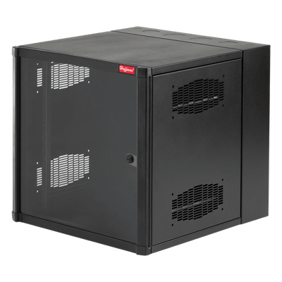 Gabinete AccessPlus de 12 UR Montaje en Pared de 19in, Rieles Numerados y Roscados #10-32, Puerta con Ventana de Seguridad, 600 mm de Ancho, 762 mm de Profundidad, 12 UR, Color Negro