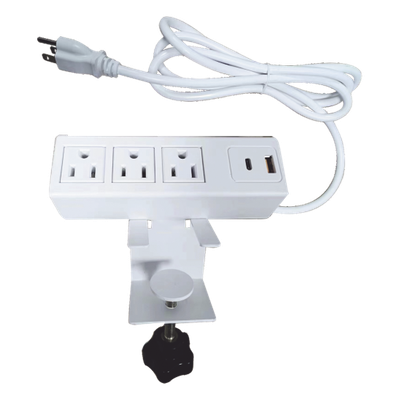 Tomacorriente para Escritorio / Cuenta con Bracket Ajustable a Diferentes Grosores / 3 Contactos 110VCA / 2 Contactos para Carga USB ( 1 contacto USB-A + 1 contacto USB-C )