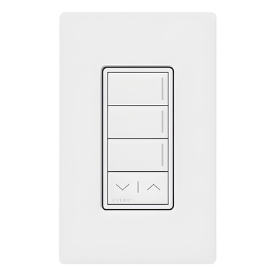 Botonera híbrida Sunnata de 3 botones con subir/bajar, dimmer y teclado integrados en un solo dispositivo, para RadioRA 3
