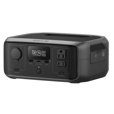EcoFlow River 3 | Estación de Energía Portátil 245Wh Litio LFP / 2 AC 300 W (Max. 550W) / 1 USB-C 100W / 2 USB -A 12W / Cargador de Coche 8A a 12 o 24V / Conectividad WiFi y Bluetooth (App) / Carga