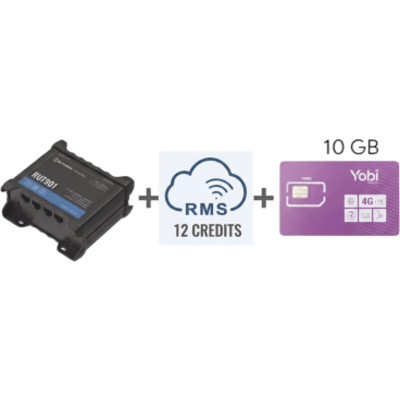 Router Teltonika LTE/4G RUT901 + 12 creditos RMS + SIM de YOBI de 10GB por Mes durante un año de servicio (solo datos)