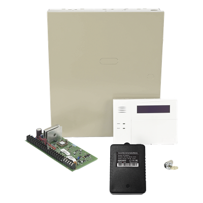 Panel de alarma de 48 zonas con gabinete y teclado alfanumérico con receptor inalámbrico integrado, 3 particiones, compatible con serie 5800
