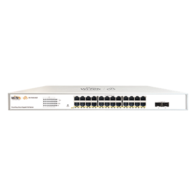 Switch Administrable PoE / 24 puertos PoE af/at Gigabit / 2 x SFP Gigabit / Administración Cloud Gratuita / Presupuesto 370 W