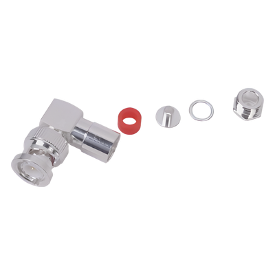 Conector BNC Macho en Ángulo Recto de Rosca para LP-195, LP-142, LMR-195, RG-58/U, RG-142/U, Plata/Oro/Teflón.