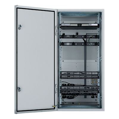 Gabinete Industrial Preconfigurado de Montaje en Pared, Fabricado en Acero Bajo en Carbono, Protección NEMA 4/12 IP66, de 26 UR, Color Gris