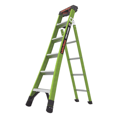 Escalera Combinada 3 en 1 / Fibra de Vidrio / 1.83 m (6 ft) / Carga 170 kg (375 lb) / Almohadilla Giratoria / Barra en V