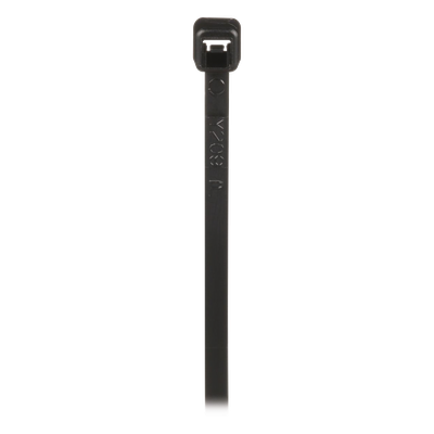 Cincho de Nylon 6.6 de Bloqueo, 203 mm largo x 2.5mm ancho, Color Negro, Exterior Resistente a Rayos UV, Paquete de 1000pz