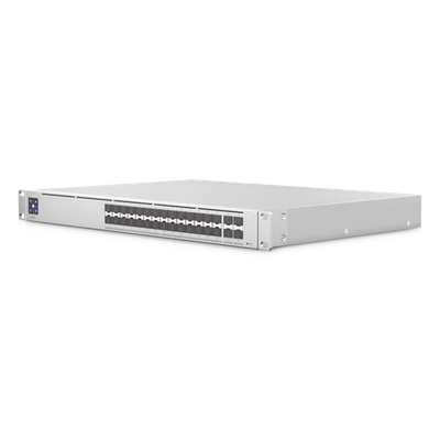 UniFi Switch PRO Aggregation Capa 3 para fibra óptica con 28 puertos SFP+ (10G) y 4 puertos SFP28 (25G), pantalla informativa