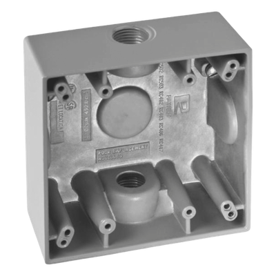 Caja Cuadra de 1/2\" a Prueba de Intemperie/ Cuenta con 2 salidas.