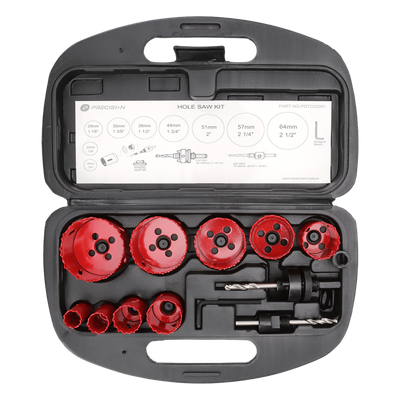 Juego de 13 Brocas Sierra Bimetálica con Adaptadores y Estuche. (3/4\", 7/8\", 1-1/8\", 1-3/8\", 1-1/2\", 1-3/4\", 2\", 2-1/4\", 2-1/2\")