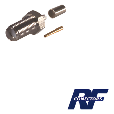 Conector SMA Hembra de Anillo Plegable para Cable RG-58/U, Niquel/ Oro / Teflón.