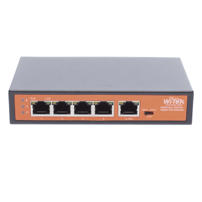 Extensor PoE / Entrada 90W / 4 salidas Gigabit 802.3af/at 30W / Alcance 250 m (820 ft) / 5 puertos / No administrable