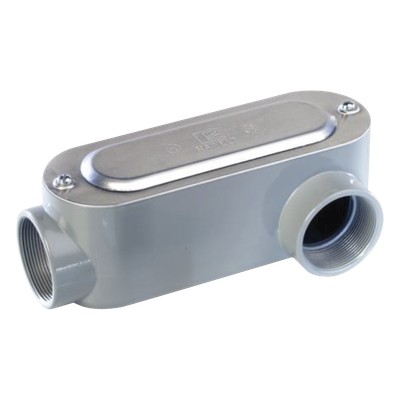 Caja Oval Roscada tipo LL de 1 1/4\" (31.8 mm) / Incluye tapa y tornillos.