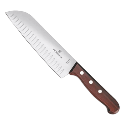 Cuchillo Santoku Wood de 17 cm, Filo con Alvéolos Estilo Japonés.