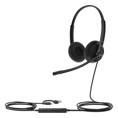 Diadema Cableada Yealink UH34 Lite Dual USB-C/A con Almohadillas de Espuma y Certificación Microsoft Teams / UC