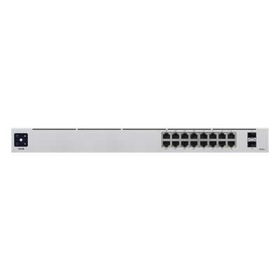 UniFi Switch USW-16-POE Gen2, Capa 2 de 16 puertos (8 puertos PoE 802.3af/at + 8 puertos Gigabit) + 2 puertos 1G SFP, 42W, pantalla informativa