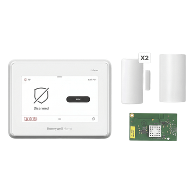 Kit de alarma con panel de pantalla táctil de 7 pulgadas, módulo WiFi y Z-Wave, sensor de movimiento PIR y 2 contactos magnéticos para puertas y ventanas