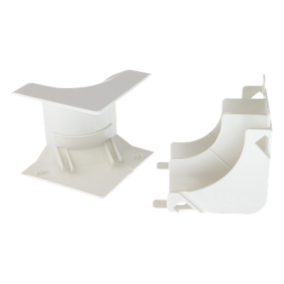 Esquinero interior, para uso con canaleta T45, Material PVC Rígido, Color Blanco Mate