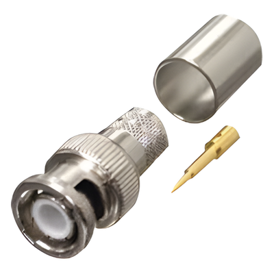 Conector BNC Macho de Anillo Plegable para RG-8/U, LMR-400, 9913, CNT-400, Níquel/ Oro/ Teflón.