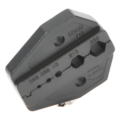 Mordaza para Plegar Conectores de Anillo en RG-58/U, RG-59/U, RG-142/U, RG-8/X en tamaños 0.052\", 0.068\", 0.100\", 0.213\" y 0.255\".