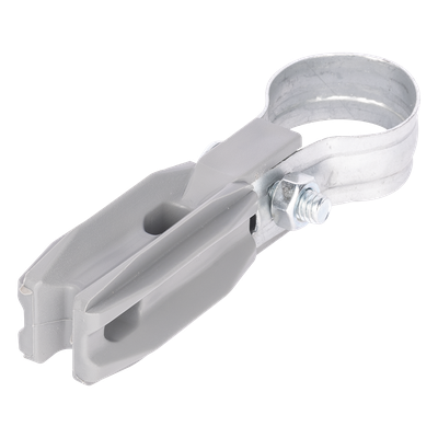 Aislador de Paso o Esquina con Abrazadera / 1 Pulgada (25 mm) / Resina Virgen 100% / Anti-Arqueo / Acero Galvanizado / Poste Cerco Eléctrico