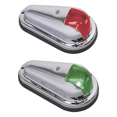 Luz de Navegación Bicolor, Acero Inoxidable Pulido, Base Polímero Negro, Lentes Rojo y Verde, 1 Milla Náutica, 12V, 10W, Contactos Bañados en Oro, Para Embarcaciones hasta 12m, Vendido en Pares