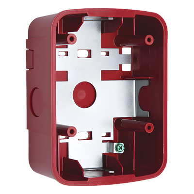 Caja de Montaje en Pared para Bocina y Bocina con Lampara Estroboscopica y para montaje en Techo de Bocinas, Color Rojo