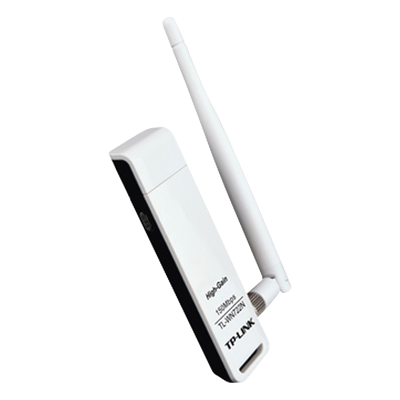 Adaptador USB inalámbrico de alta ganancia N 150 Mbps 2.4 GHz con 1 antena desmontable de 4dBi