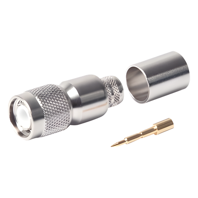 Conector TNC Macho de Anillo Plegable para LMR-400, 9913, 8214, CNT-400, RFLASH-1113, RG8/U-SYS, Niquel/Oro/Teflón.