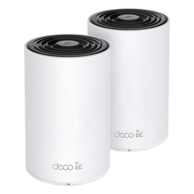 Kit 2 Routers Inalámbricos MESH Interior para Hogar / Doble Banda Wi-Fi 6E AX5400 Mbps / 3 Puerto Gigabit WAN/LAN / 4 Antenas Internas / Administración Mediante la App Deco (iOS, Android) / Protecc