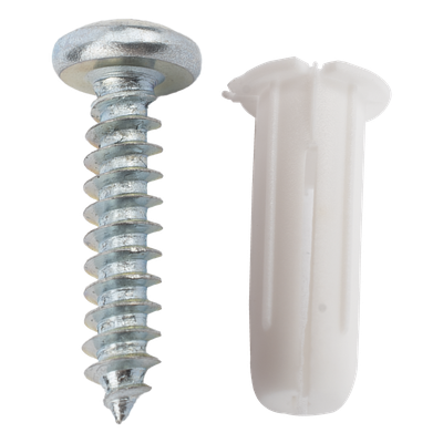 Paquete de 20 taquetes blancos 3/4\" y 20 tornillos 8mm x 3/4\" (1101-05002)