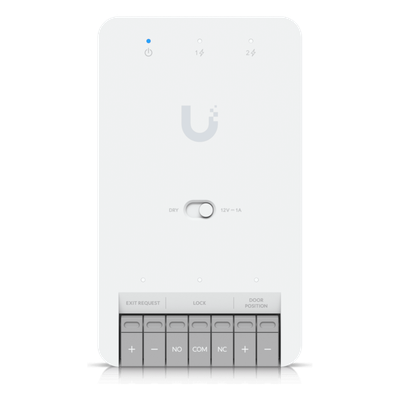 Centro de Control de Acceso Compacto Ubiquiti UniFi / Terminal de Bloqueo 12V / Entradas Adicionales Sensor y Botón / Alimentación PoE++ / Conexión para Dos Lectores o Cámaras / Uso Interior