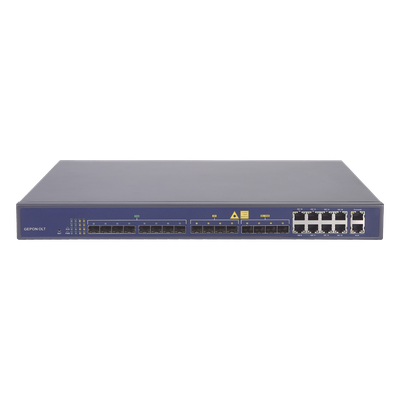 OLT de 8 puertos EPON con 16 puertos Uplink (8 puertos Gigabit Ethernet + 4 puertos SFP + 4 puertos SFP+), hasta 512 ONUs