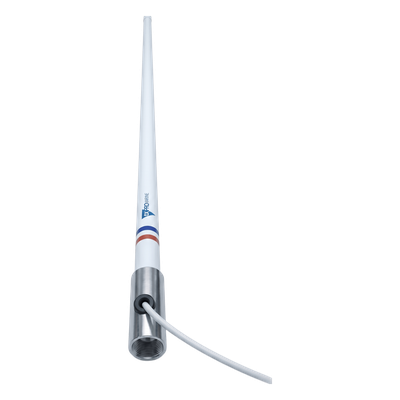 Antena Marina VHF / Fibra de Vidrio / Base Acero Inoxidable / 156-163 MHz / 6 dBi / Cable 10 m (32.8 ft) / PL-259 / Exterior