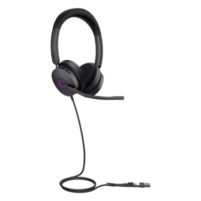 Auriculares UC con Cable / Cancelación de Ruido Activa Híbrida / USB-C con Adaptador USB-A / Certificación Microsoft Teams / 4 Micrófonos / 20 Hz - 20 kHz