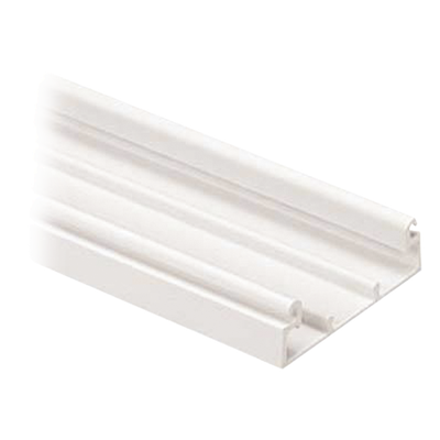 Base para canaleta T-45, de PVC rígido, con cinta adhesiva y orificios pre-perforados para montaje, 60.3 x 18.5 x 2400 mm, Color Blanco Mate