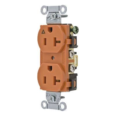 Contacto Dúplex Conexión a Tierra Aislada/ 20 A 125 V/ 2 polos 3 Hilos/ Color naranja/ Nema 5- 20R/ Grado Comercial.