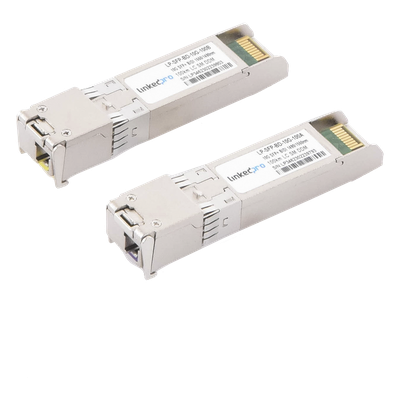 Transceptores Ópticos Bidireccionales SFP+ (Mini-Gbic) / Monomodo 1490 & 1550 nm / 10 Gbps / 10GBASE-BX / Conector LC/UPC Simplex / DDM / Hasta 100 km / 2 Piezas