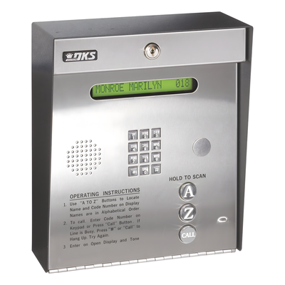 Control de acceso /Gabinete para sobreponer / 2 puertas / 3000 números telefónicos / 11 digitos / Directorio en pantalla / Linea análoga o digital / Expandible a 16 puertas / Programable por PC