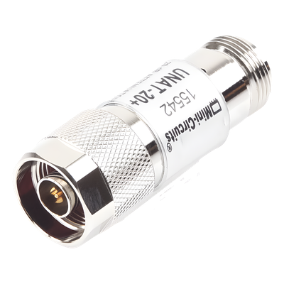 Atenuador en Línea de 20 dB, 0.5 W, Conectores N Macho-Hembra, CD-6 GHz.