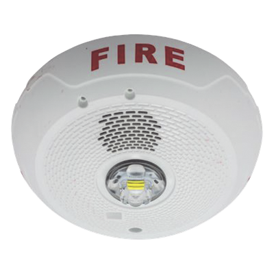 Sirena con lámpara estroboscópica LED de 2 hilos para techo, candela seleccionable, color blanco, compatible con SpectrAlert
