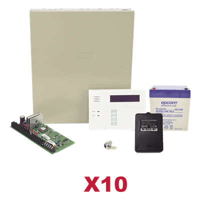 Kit de 10 paneles de alarma híbridos con teclado 6160RF, transformador y batería, ampliables a 48 zonas